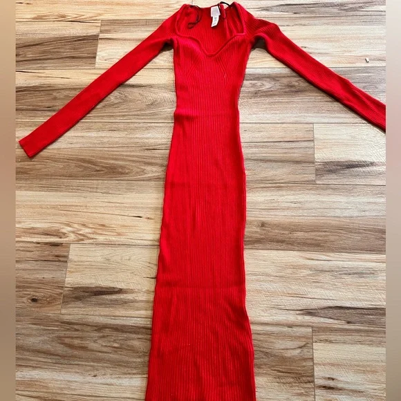 Dresses | Red Knit Long Sleeve Maxi | Poshmark